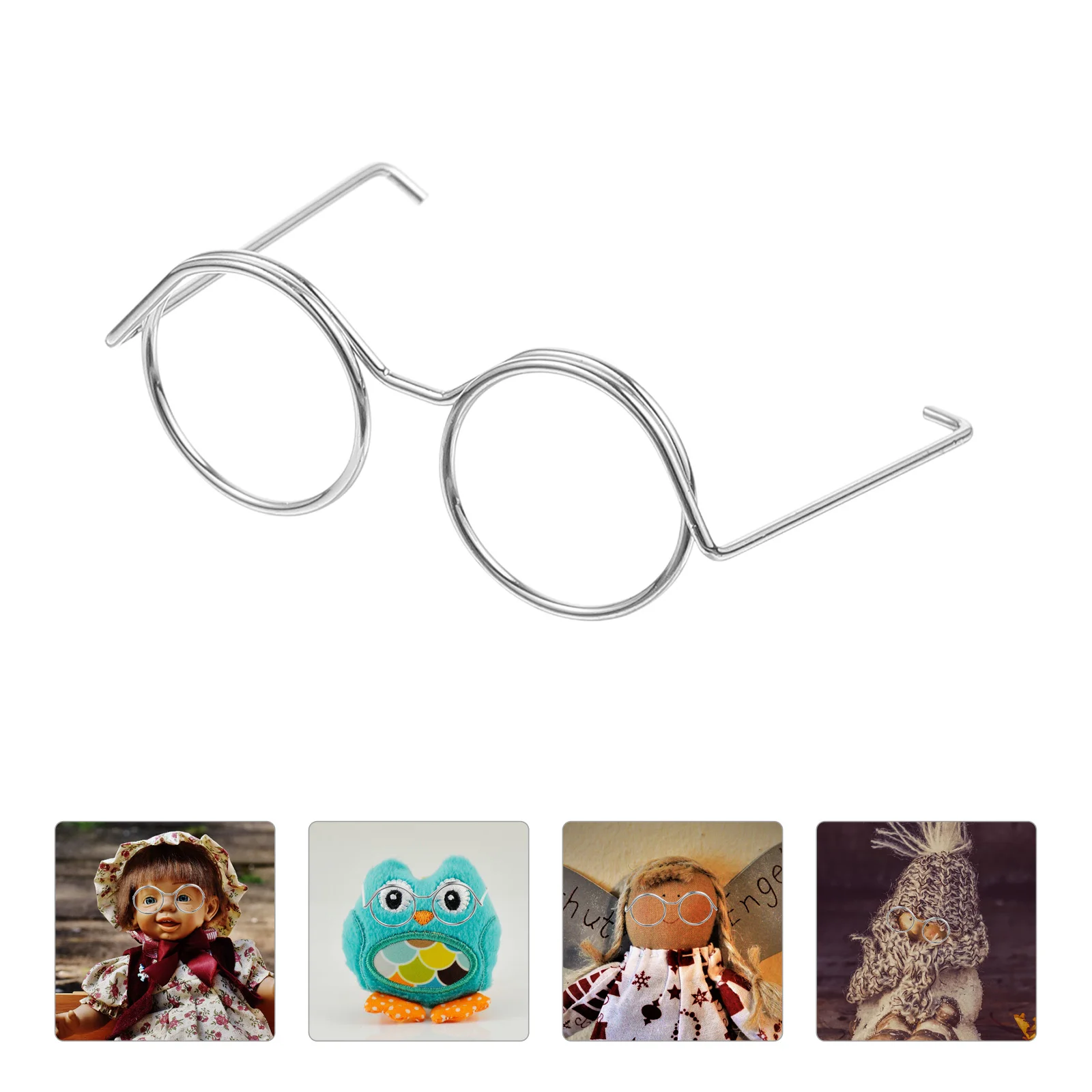 

Retro Doll Glasses Metal Round Frame Lensless Eyewear Doll Sunglasses Doll Dress Up Accessories Children Gifts