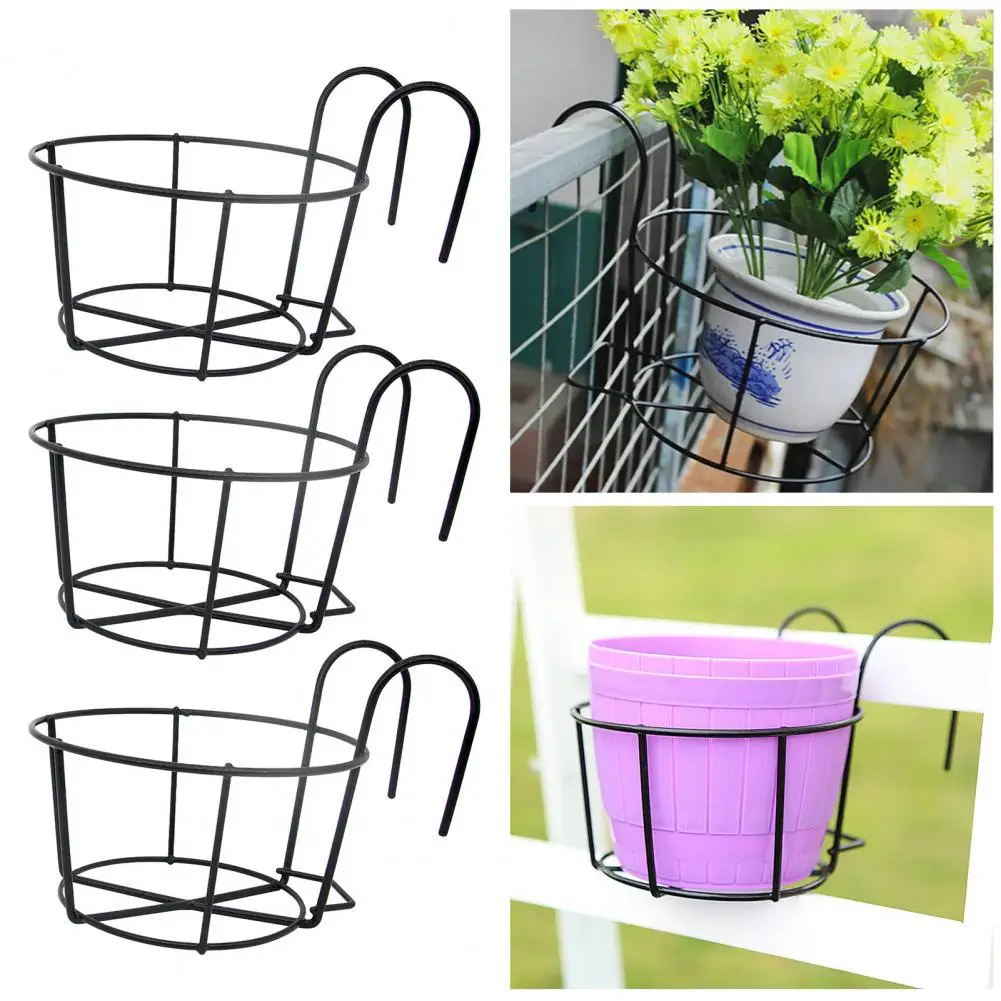 

Planter Box Bracket Durable Metal Outdoor Garden Railing Planter Shelf Flower Pot Hanger Strong Load-bearing Hanging for Plants