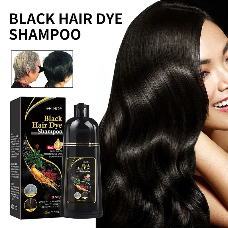 100ml Natural Herbal Hair Dye Shampoo 3 in 1 Hair Color Shampoo for Gary Hair Dark Brown Black And Women Men Grey Coverage 2024 2