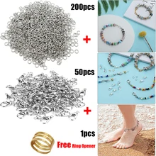 

251Pcs/lot Silver Lobster Claw Clasps with Open Jump Rings Sets Ring Opener for Jewelry Making Findings and Bracelets