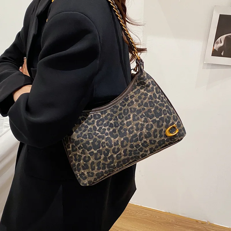Trendy Leopard Print One Shoulder Underarm Bag Autumn Winter New Style Elegant Women's Handbag Fashion Simple Crossbody Bag