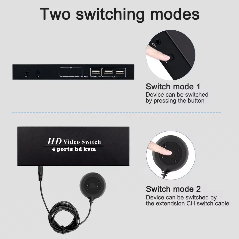 USB HDMI KVM 스위치, PC 노트북 윈도우 및 맥용, 4K 스위치, 4 입력 1 출력 스위처, 3 포트, 4X1, 4kX, 2K, 30HZ, HDCP1.2
