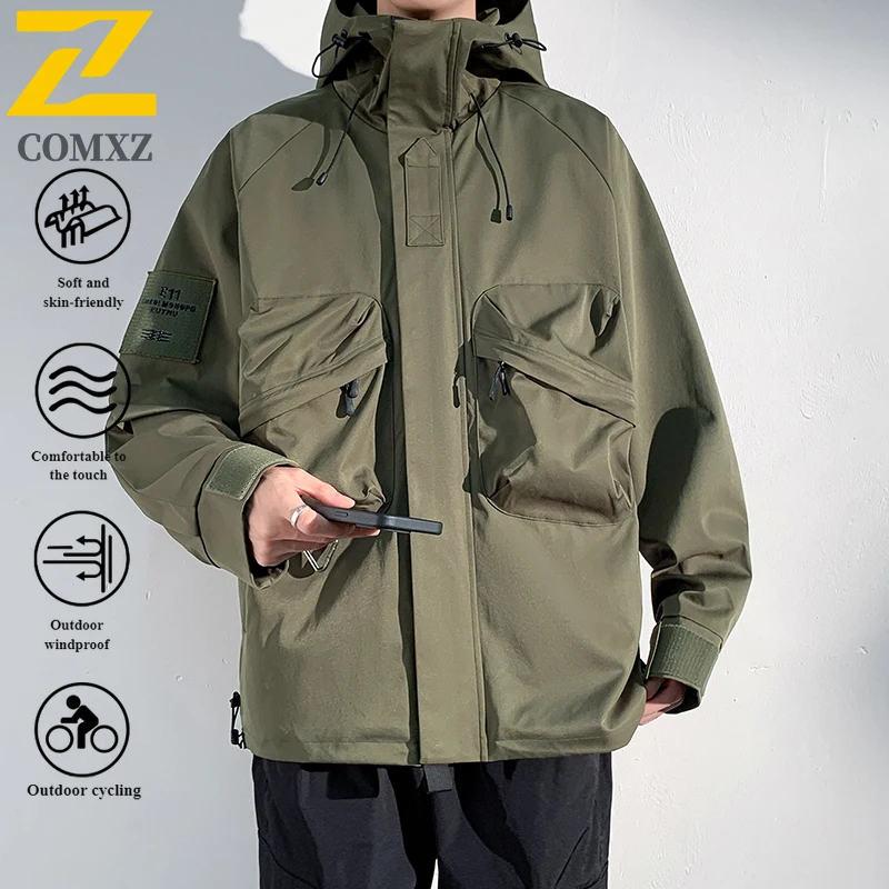 EiAO American Work Jacket Men Waterproof Windproof Breathable Outdoor Hiking Coat Durable Couple Unisex Mountain Sports Wear