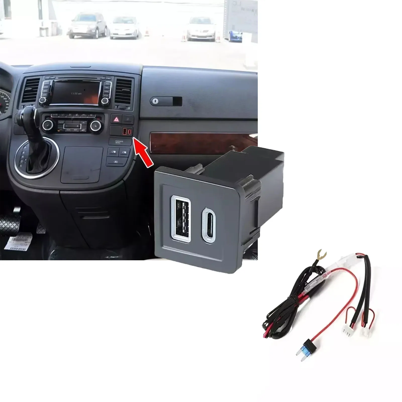 1PC-12V-USB-PD-Car-Center-Console-Switch-Button-Adapter-For-VW-Multivan ...