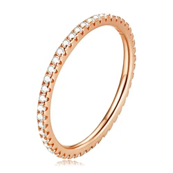 Elegant Gold - Plated Sterling Silver Eternity Band with Simulated Diamonds - 8 (Rose gold)