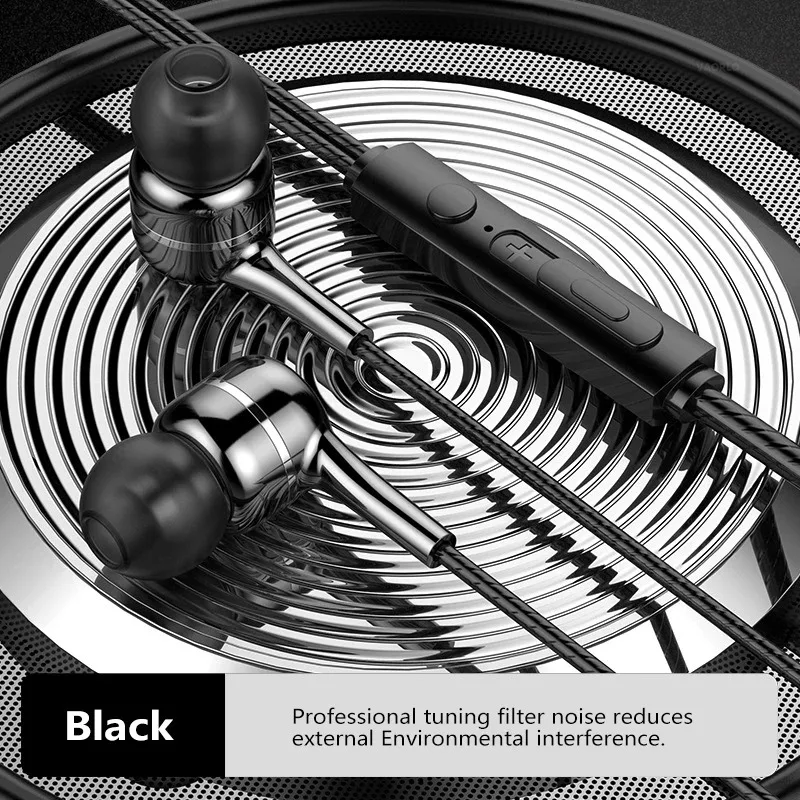 3.5mm Wired Headphones In Ear Headset Wired Earphones with Microphone Bass HiFi Stereo Earbuds Sports In-line Control For Phones