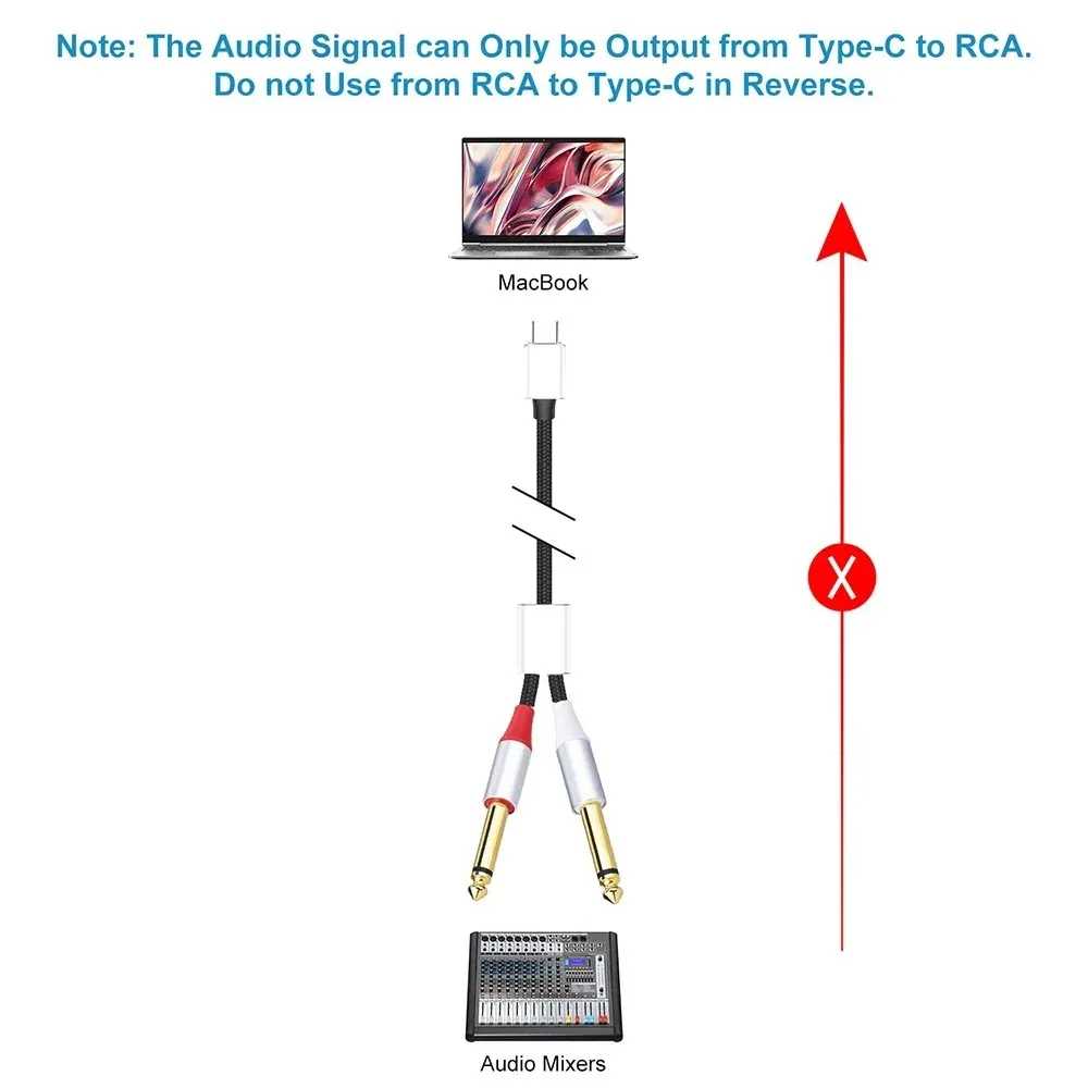 High-Quality Type-C to Dual Channel Amplifier Audio Cable