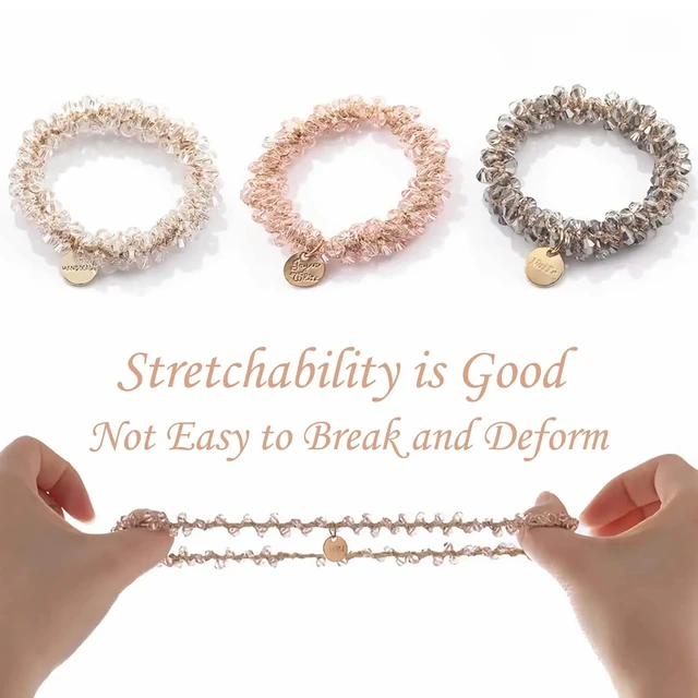 Fashion Crystal Pearl Hair Ties High Elastic Beaded Scrunchies Women Girls Ponytail Holder Rubber Band Bohemia Party Headwear