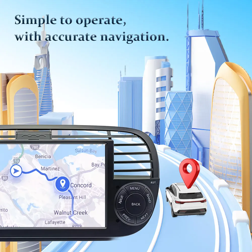 Para FIAT 500 Abarth 2007 - 2015 Android 15 Carplay Auto 7 pulgadas GPS Navi Radio de coche reproductor Multimedia pantalla dividida vídeo DSP 4G BT 3