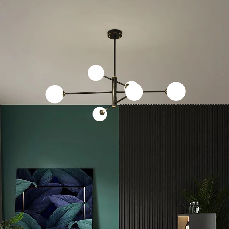 Modern glass ball LED ceiling chandelier black gold for bedroom living dining room table pendant lamp led chandelier,ceiling chandelier,led pendant light