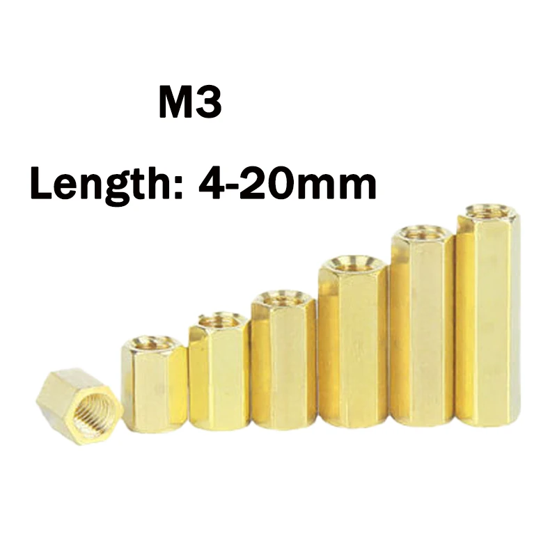 

30pcs Hex Female to Female M3 Brass Standoff Spacer Hexagonal Stud Thread PCB Motherboard Spacer Hollow Pillars