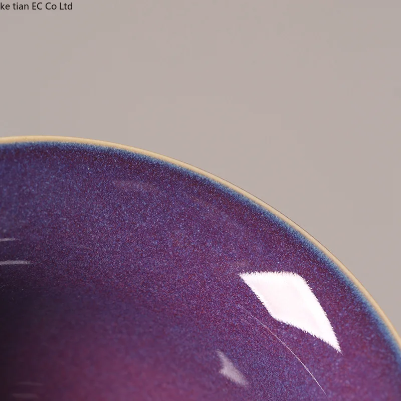 Jun Kiln gaiwan ceramic Jun purple Sancai tea cup Chinese kiln glaze high-grade kung fu tea set single porcelain bowl