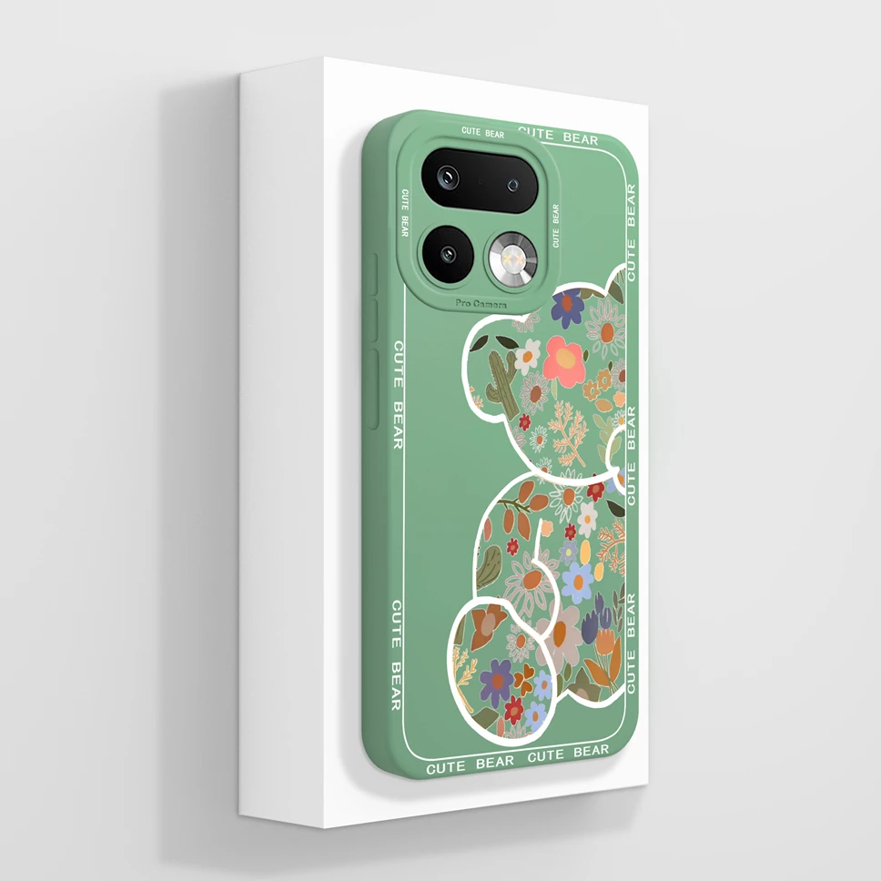 Lovely Cat Pattern Shockproof Full Coverage Liquid Silicone Phone Case