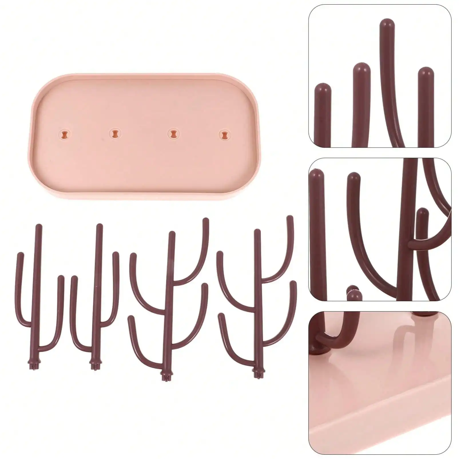 Bottle Drying Rack Cactus Cup Drying Rack Mug Stand Small Portable Bottle Dryer Holder with Drain Tray for Cups Teats Pump Parts
