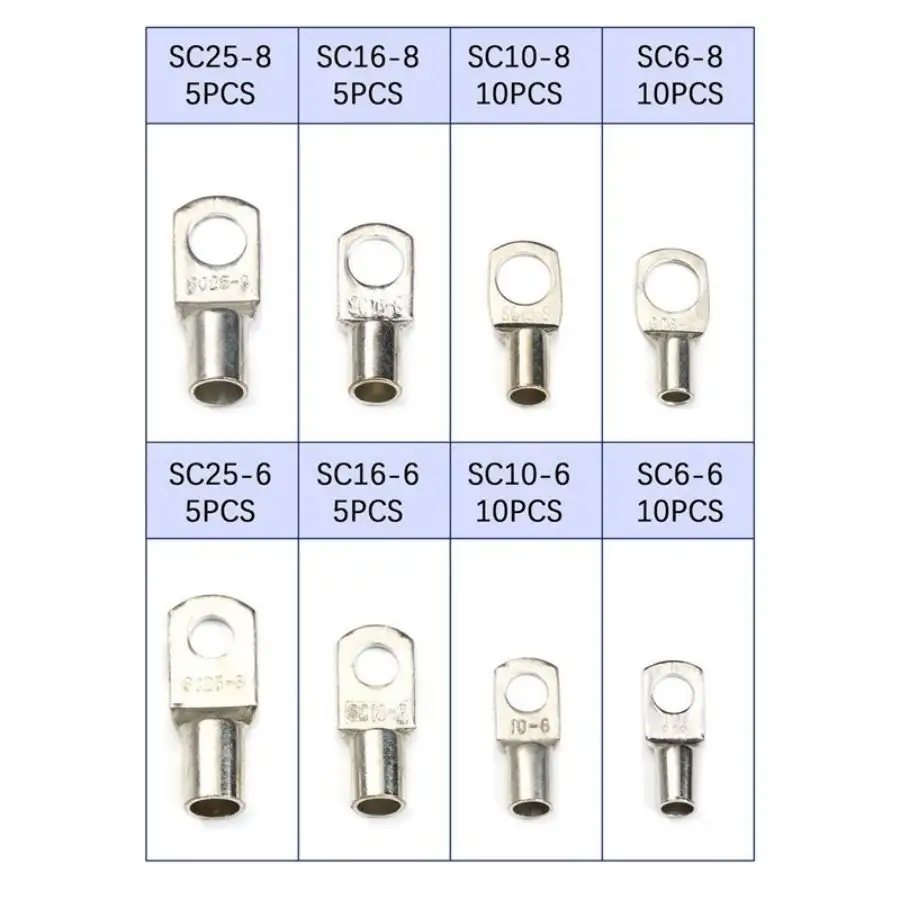 60PCS SC Tinned Copper Lug Ring Wire Connectors Bare Cable Terminal image 6