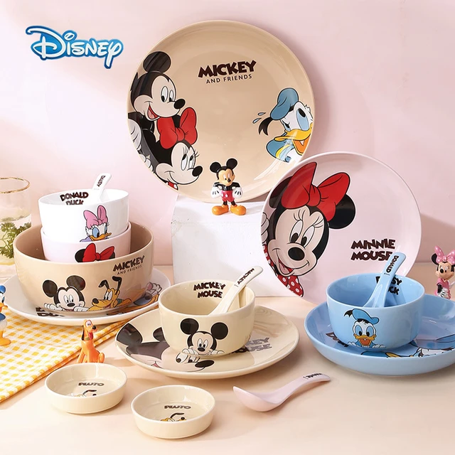 Disney-vajilla de dibujos animados de Mickey y Minnie, cuchara de cerámica,  cuchara de sopa para niños, cubiertos seguros para alimentación de bebé,  cucharas de condimento - AliExpress
