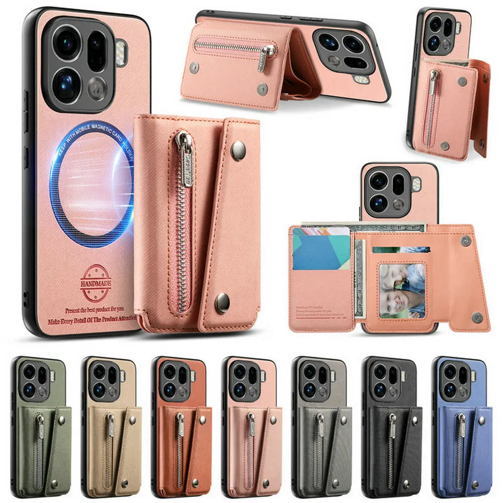 Luxury Detachable Leather Wallet Case with Magnetic Back