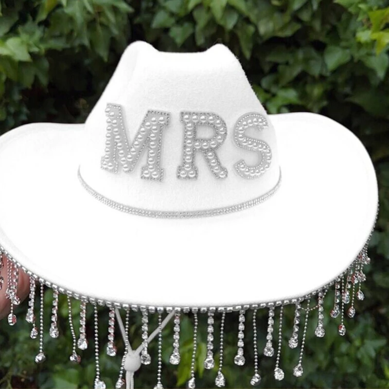 Mrs Hat Bride Hat Tassel Cowgirl Bachelorette Party Tassel Cowboy