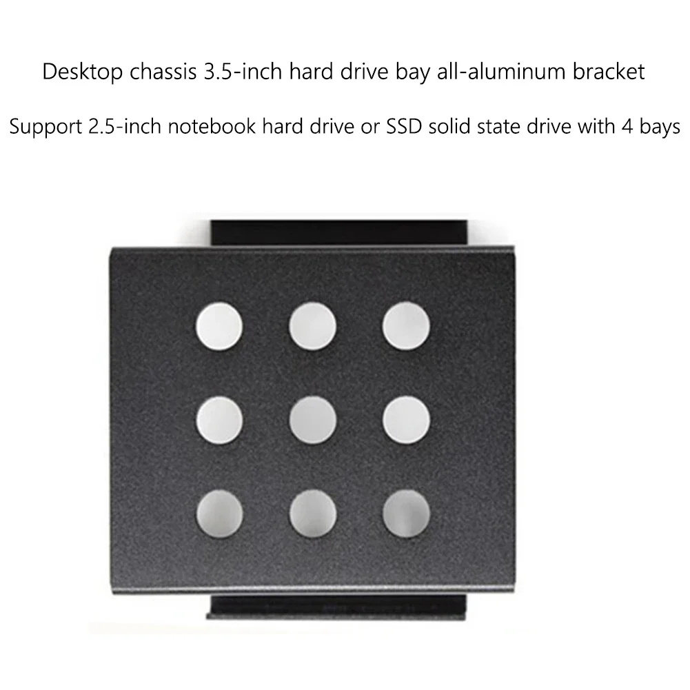 2.5 Inch to 3.5 Inch Hard Drive Caddy 4-Bay Internal Mounting Adapter Bracket Aluminum Alloy Mobile Holder