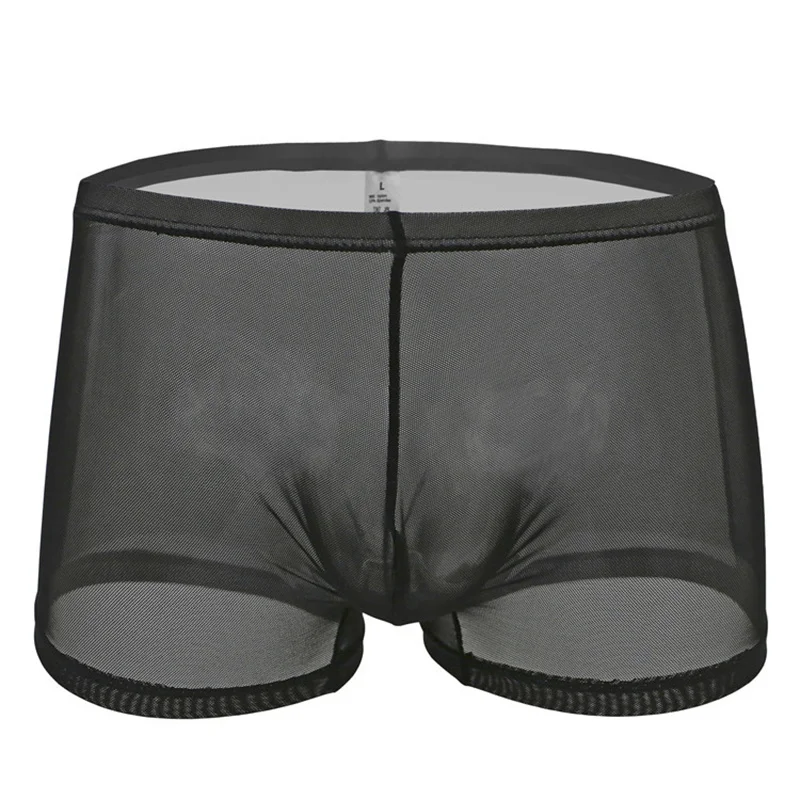 

Sexy Gay Underwear Men Boxers Shorts Hombre Transparent Mesh Panties Man Breathable U Convex Pouch Underpants Cueca Calzoncillo