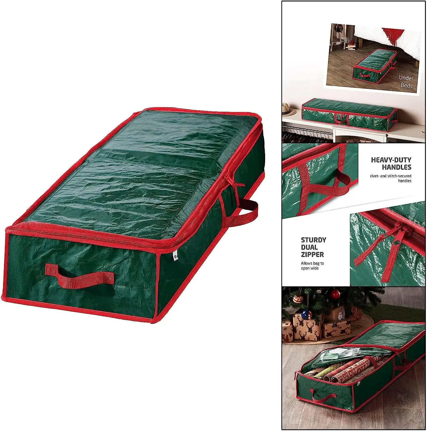 Christmas Wrapping Paper Storage Containers Gift Wrap Organizer with  Pockets Durable Oxford Material Under Bed Storage - AliExpress