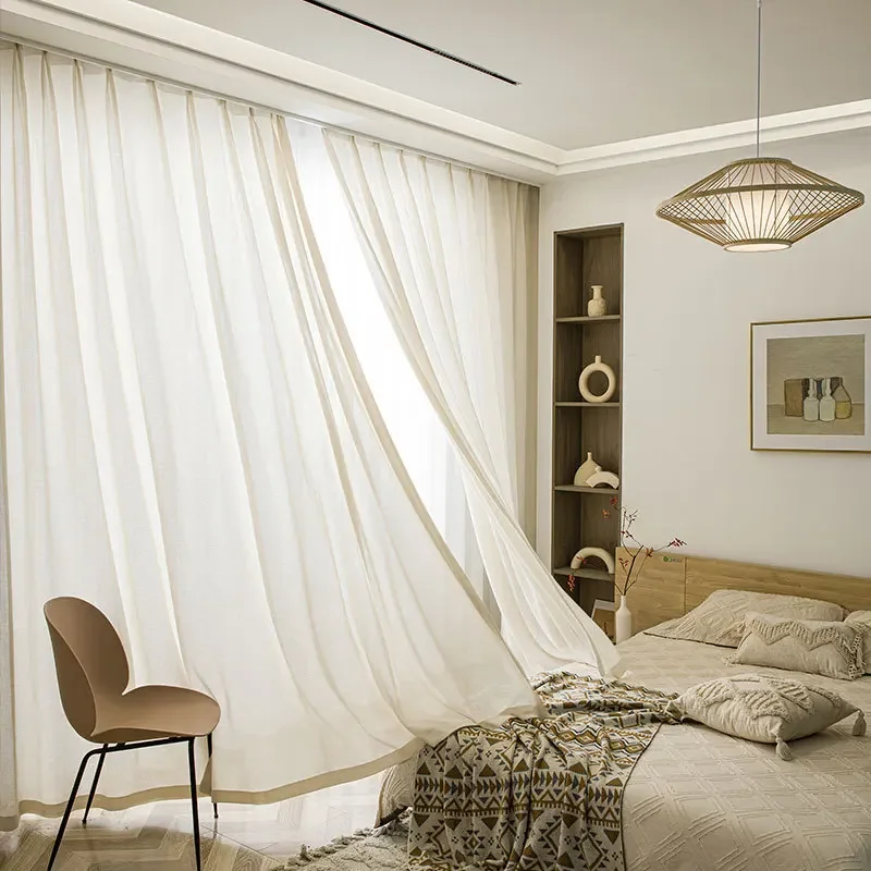 거실용 솔리드 컬러 현대 미니멀리즘 홈 인테리어 커튼, IG 침실 복도 반투명 창 심사 Cortinas  Best Top5
