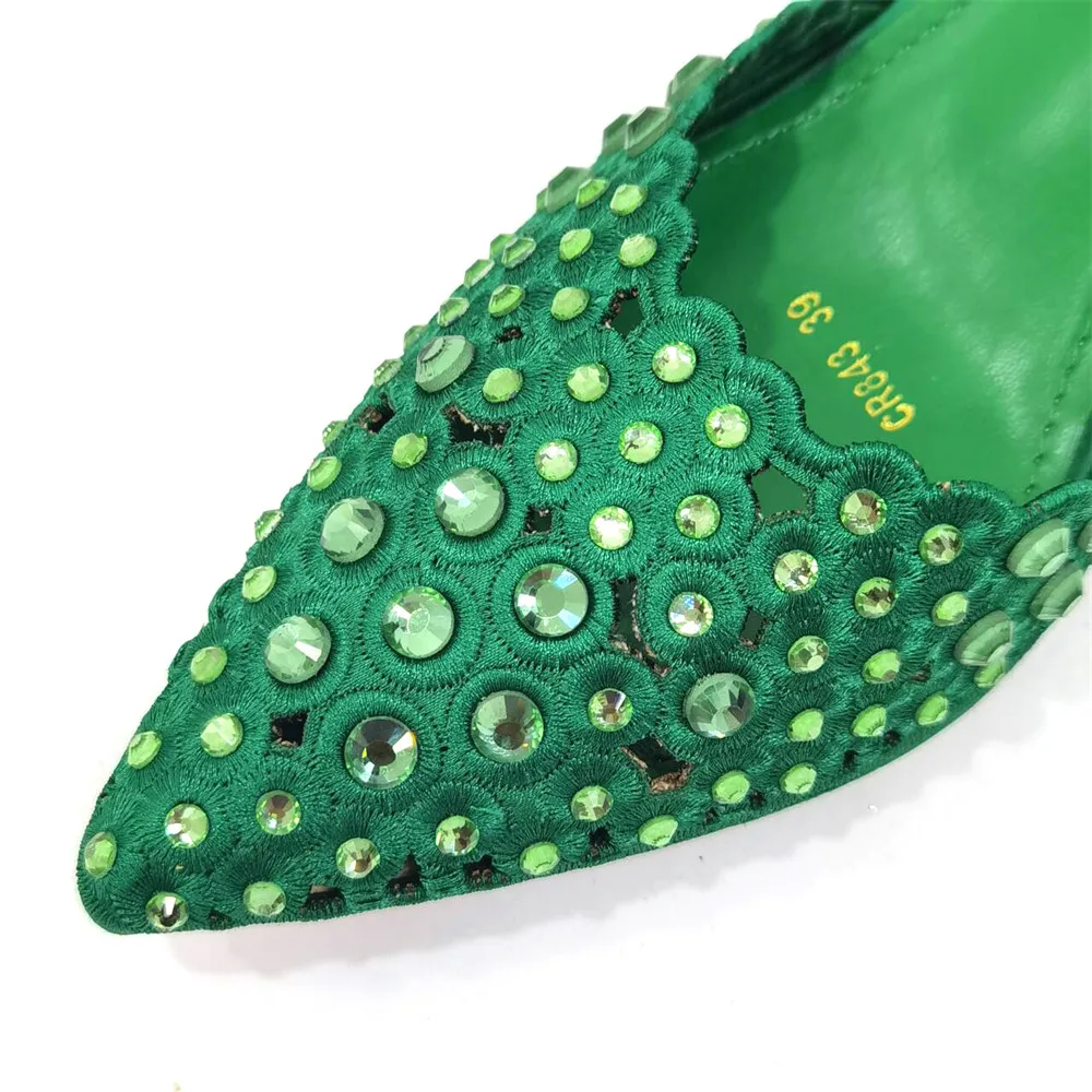green emerald velvet dress Green Sparkly Loafers | Rhinestone Design main image 1