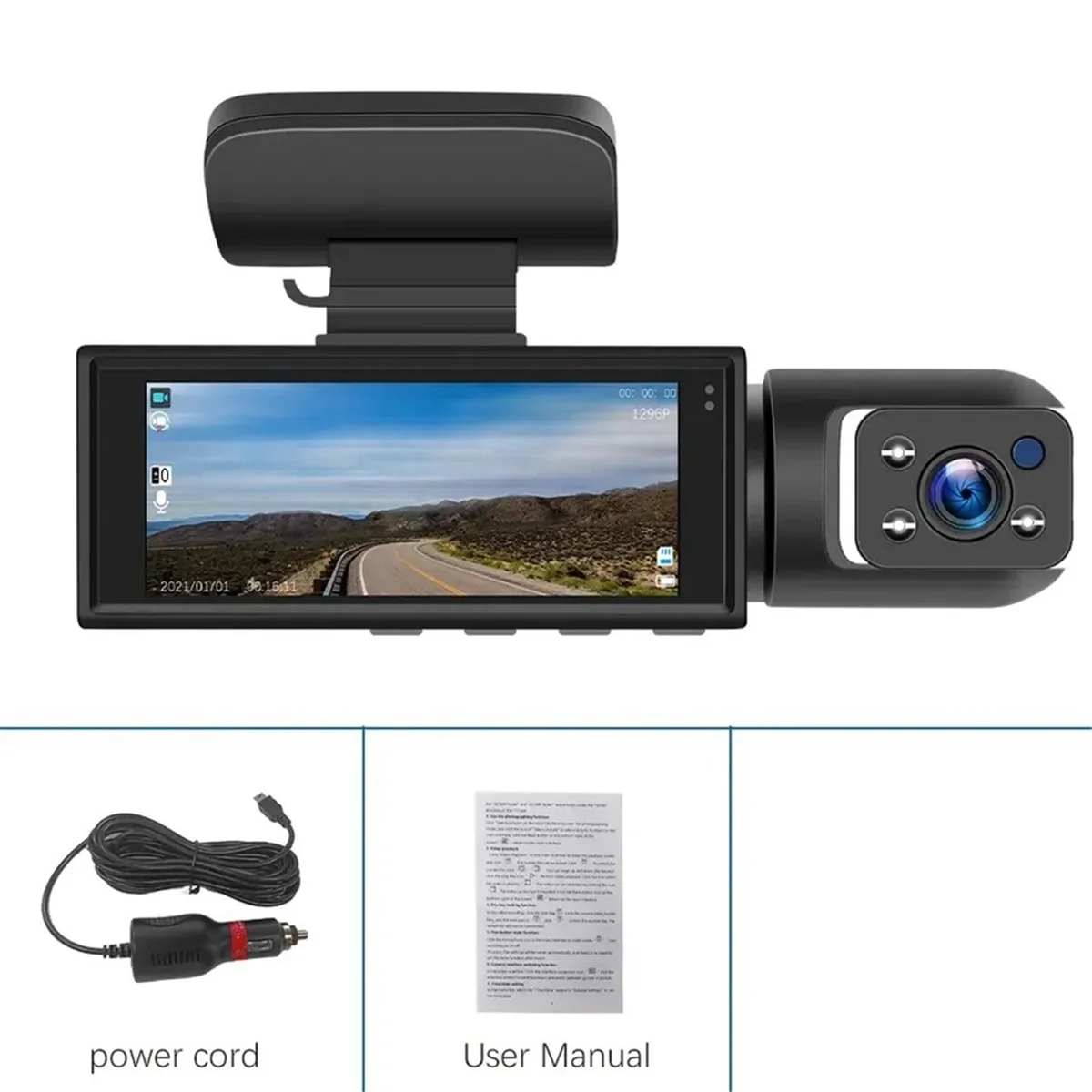 Car Recorder 3MP Car Front+Car+WiFi HD Dual Lens Dual Recording IR Night Vision 3 Meter DV Camera Recorder