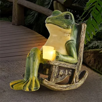 Solar Powered Mini Frog Garden Statue 1