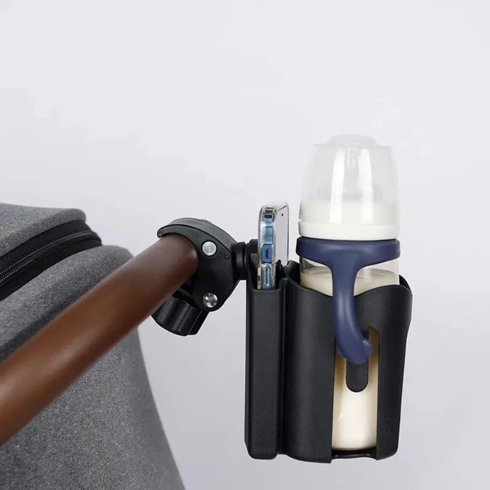 Cup holder holding water bottle and phone for demonstration