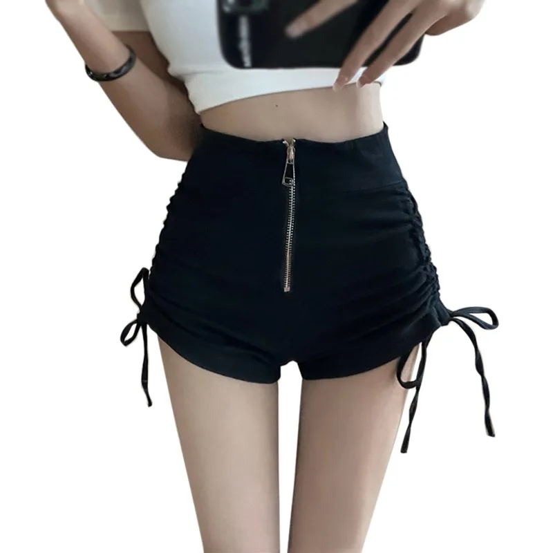 

Sexy High Waist Short Shorts For Women Fashion Cotton Blend Splicing Bandage Elastic Ladies Skinny Super Short pants