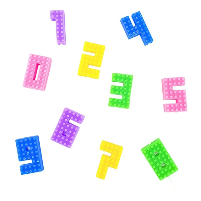 Bougie numérique colorée en bloc de pixels, 1 pièce, pour décoration de gâteaux et de cupcakes, chiffres 0-9, dégradé de souhaits, robe de Table à Dessert pour fête 5