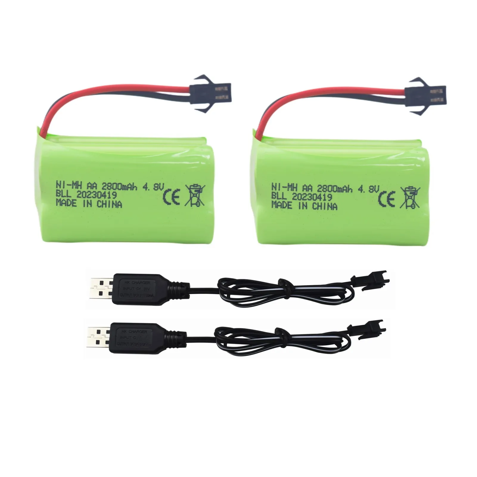 

2PCS AA 4.8V 2800mAh SM-2P Plug Li-Po Battery+2PCS USB For 1/28 Stunt RC Car C128 NB2801 NB2802 NB2803 Double-Sided Rolling Car