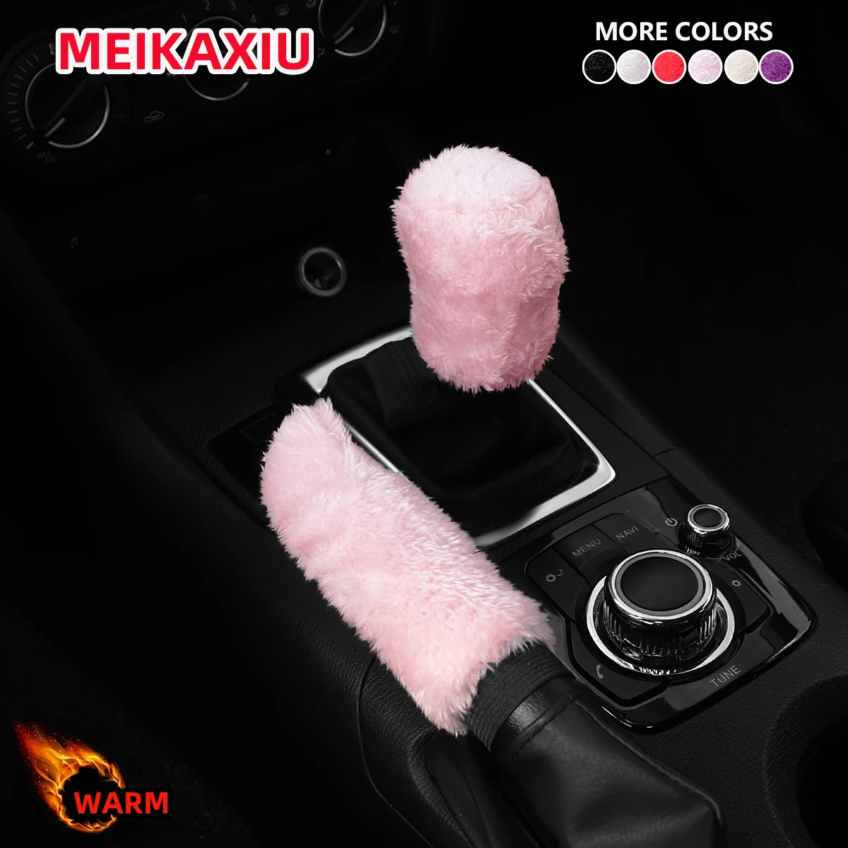 Winter Short Plush Hand Warm Anti-Freeze Car Handbrake Cover Set 2 pieces car interior supplies manual transmission hand brake cover