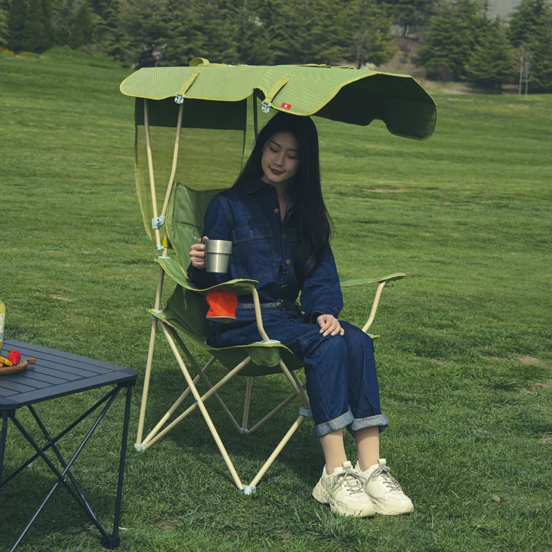 Portable Folding Sun Shade Chair for Camping, Fishing Picnics-Lightweight Armchair for Sketching Relaxing Beach Sun Protection