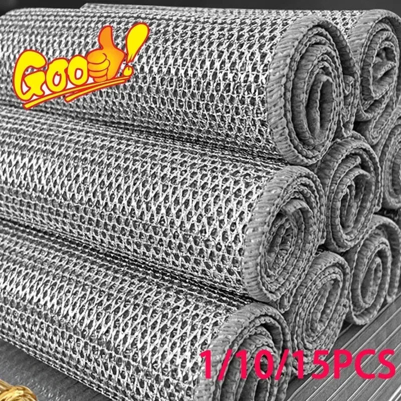 

Magic Steel Wire Cleaning Cloths Double -sided Thickened Metal Silver Wires Rags Kitchen Dish Pot Washing Cloth Towel Clean Tool