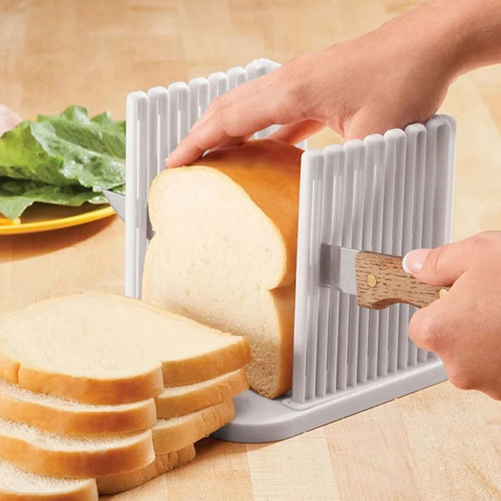 Bread Cutter Toast Slicer Tool Plastic Bread Slicer Adjustable Bread Cutting Guide Tools for Bakeware Cutter Rack Home Kitchen Baking Gadgets