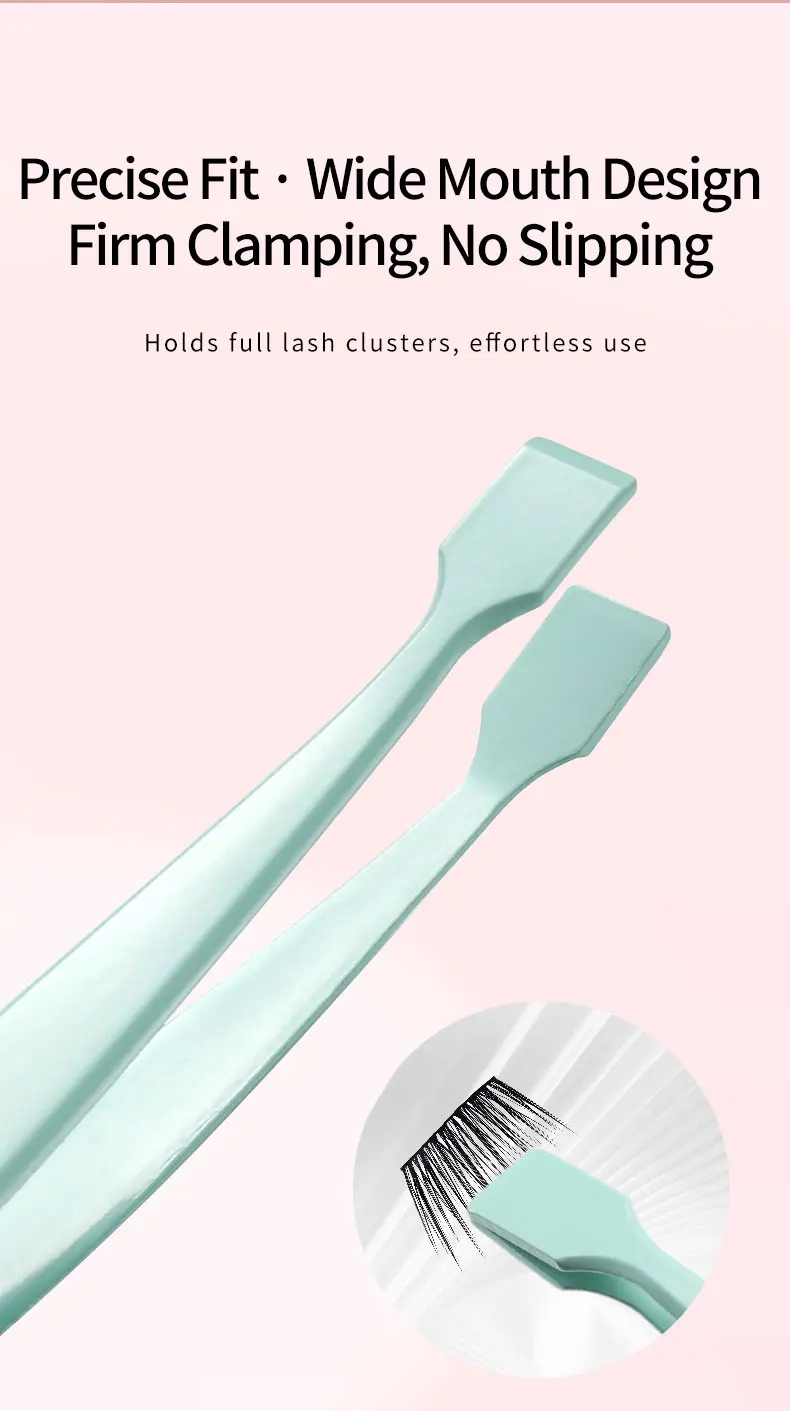Description Picture 6 of itemStainless Steel Flat Clamp Head Eyelash Extensions Tweezers False Eyelashes Extension Clip High Precision Tweezers Makeup Tools