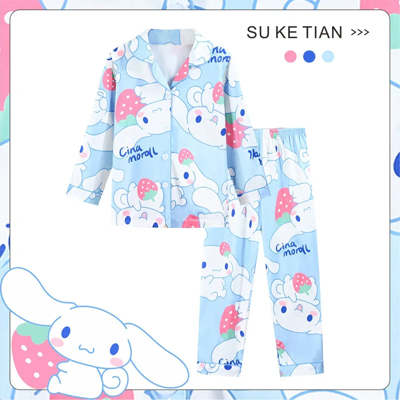 

Sanrio Kawaii Pompompurin Pajamas Girls Cinnamoroll My Melody Kids Home Clothes Cartoon Anime Cute Long Sleeves Gifts for Kids
