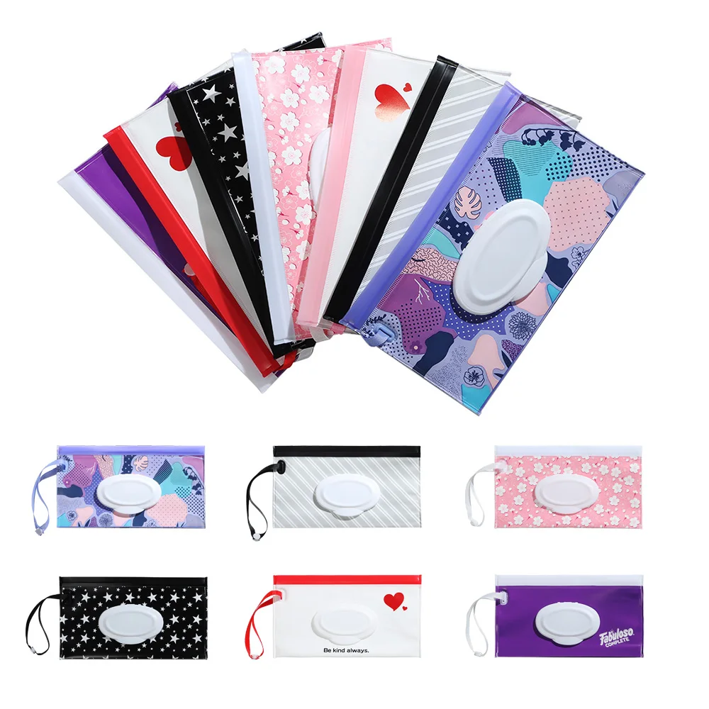 EVA Baby Wet Wipe Pouch Wipes Holder Case Flip Cover Snap-Strap Reusable Refillable Wet Wipe Bag Outdoor Useful Tissue Box