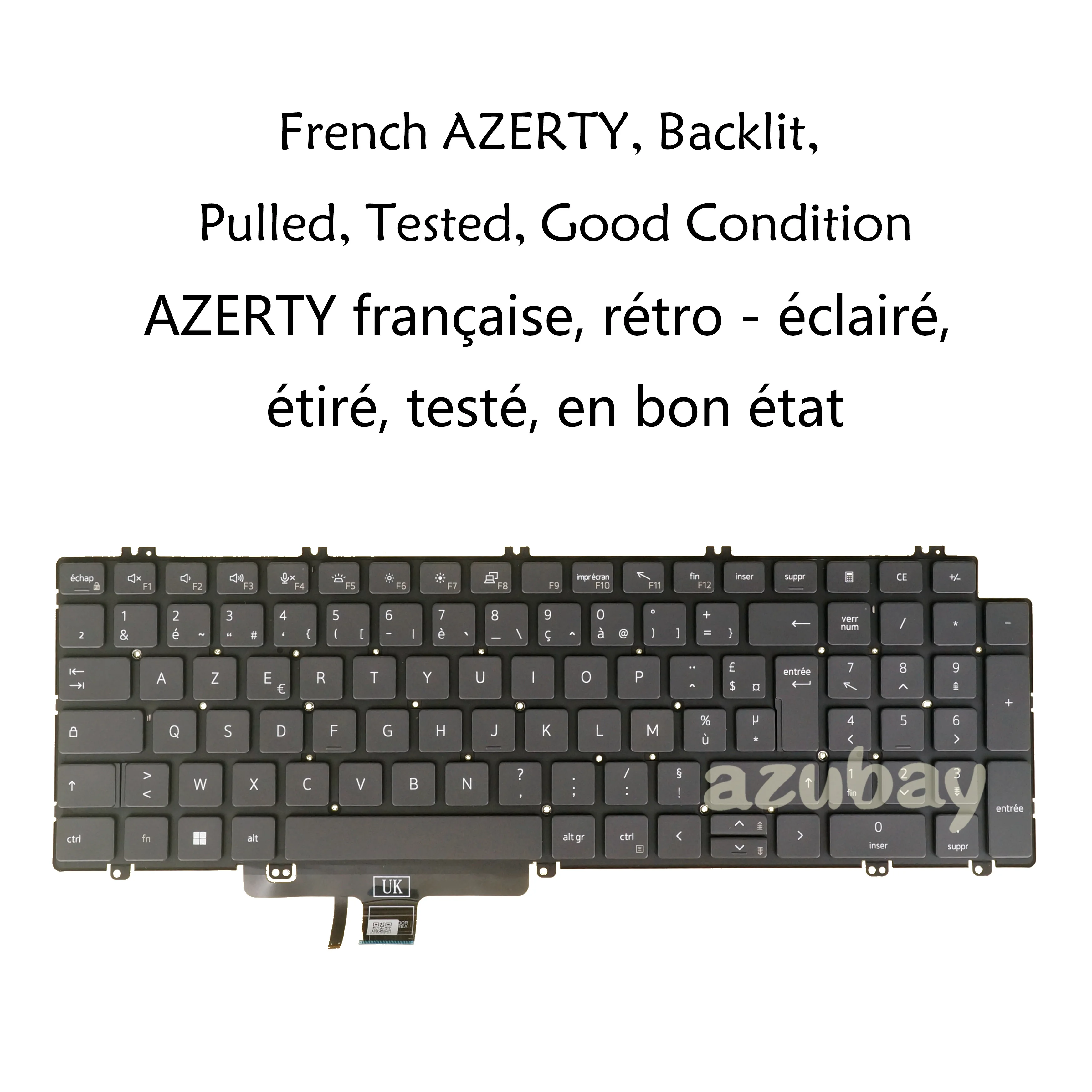 Clavier AZERTY Rétroéclairé Pour Dell Vostro - Compatible 3500, 5501, 7500, Etc. - Réf. 05T3V7 - Noir