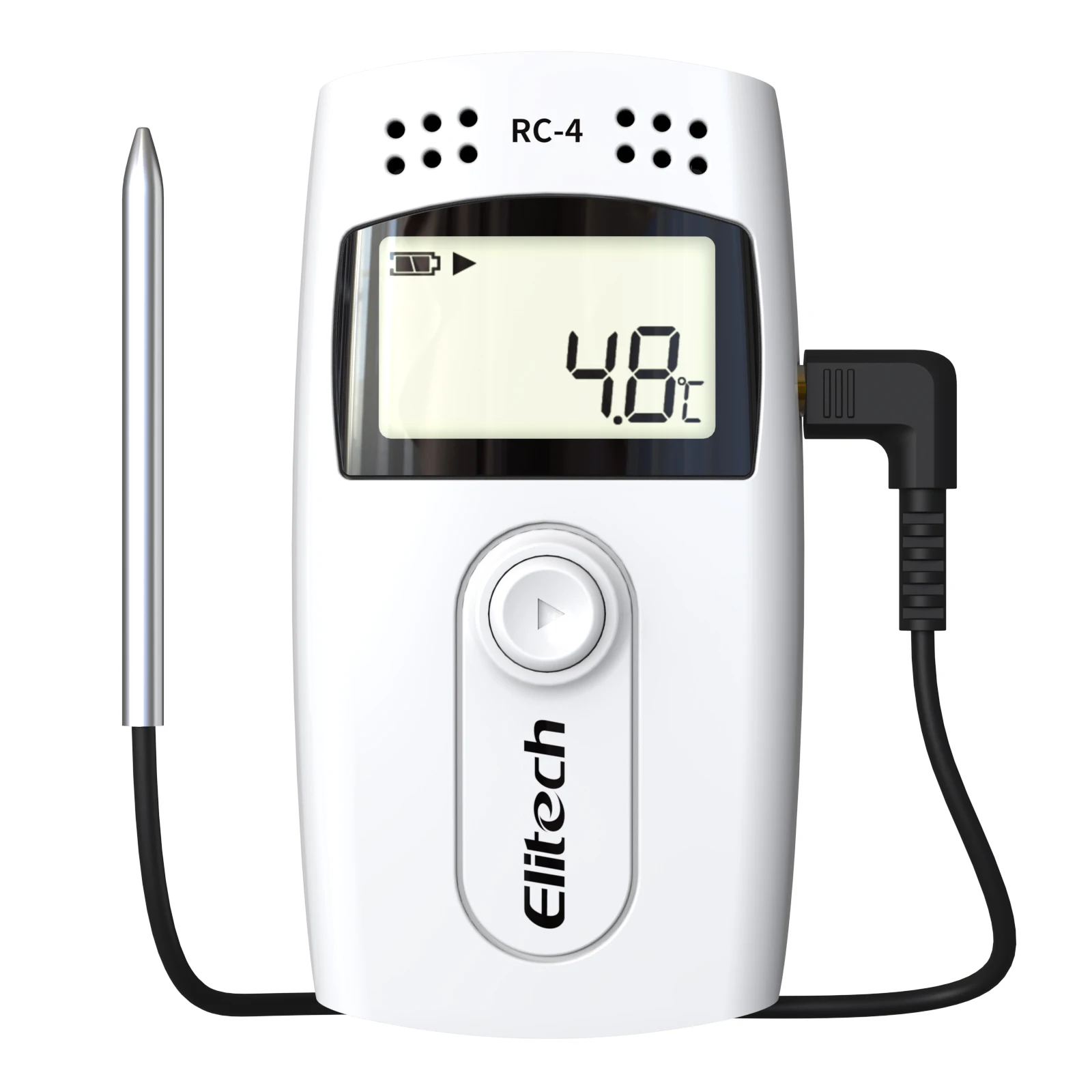 Elitech RC-4 Perekam Data Logger Suhu dengan Alarm Audio Sensor Suhu Botol  Glikol, Tampilan Maksimal/Menit
