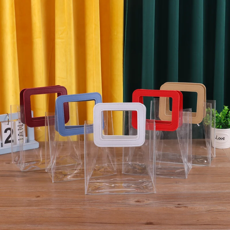 10 PCS 투명 토트 백 PVC 선물 화장품 가방 웨딩 파티 선물 포장 가방 크리스마스 캔디 생일 선물 맞춤 로고