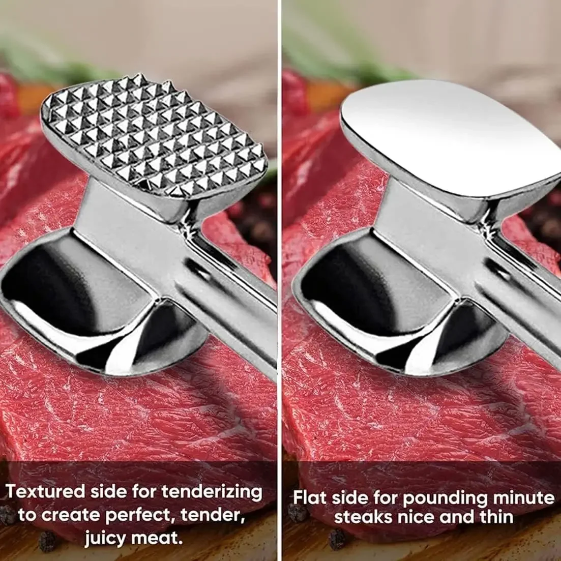 Meat Tenderizer Hammer 19cm Household Aluminum Alloy Steak Metal Mallet Kitchen Tool Heavy Duty Durable Double-Sided Tenderize