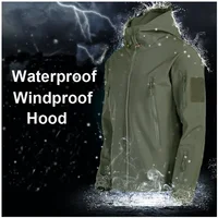 Men's Tactical Jackets Warm Soft Shell Hooded Coat Combat Suits Hiking Camping Climbing Pants Men Hunting Clothes Wear-resisting 2