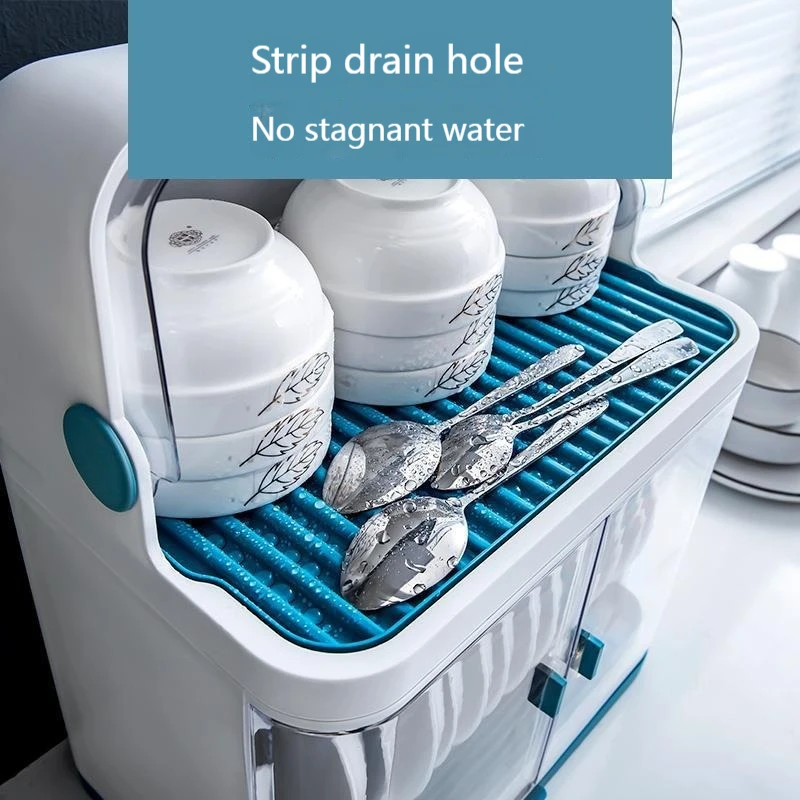 Kitchen Dish Rack Tableware Storage Box with Lid to Put Tableware, Dish Box, Drain Rack, Plastic Cupboard for Household Use