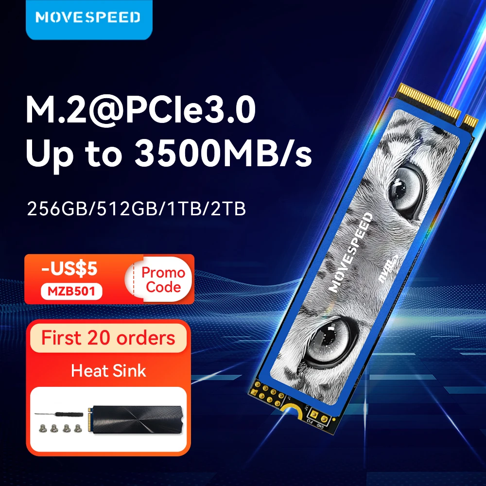  MOVESPEED 3500MB/s SSD NVMe M.2 2280 2TB 1TB 512GB 256GB Internal Solid State Drive M2 PCIe 3.0x4 2280 SSD for Laptop PC 