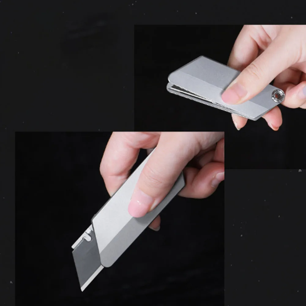 Trapezoidal blade titanium alloy art knife for fashionable unboxing and quick replacement of blades portable keychain EDC
