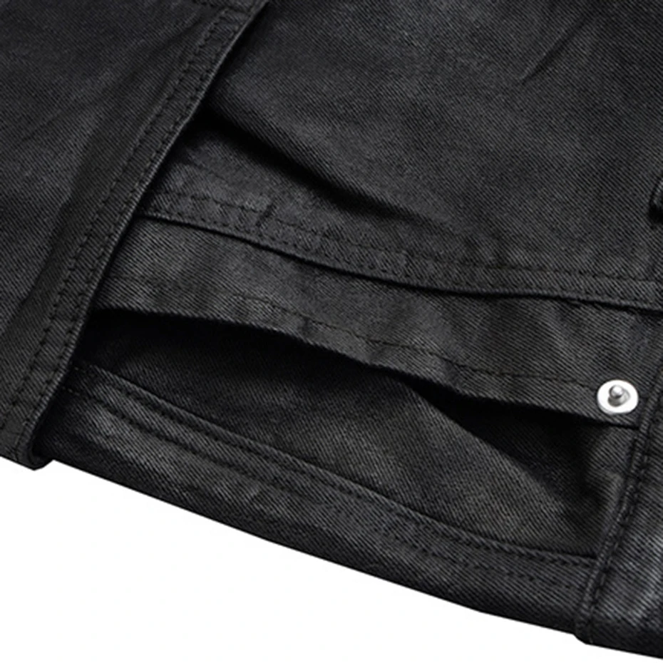 Side Pockets Denim Shorts Men's Summer Loose Casual Jeans Shorts Black Wide Leg for Male