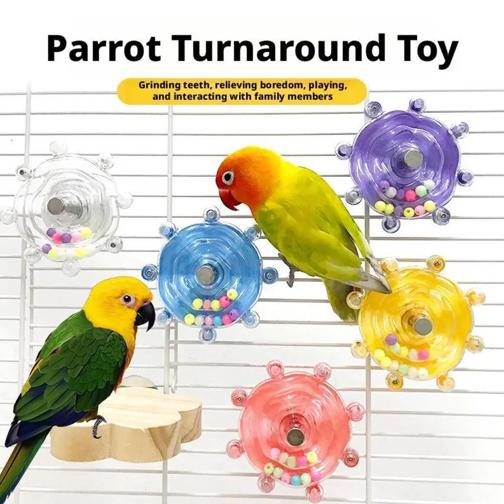 Interactive Parrot Toy Bird Cage Toy for Parrots Rotating Treat ...